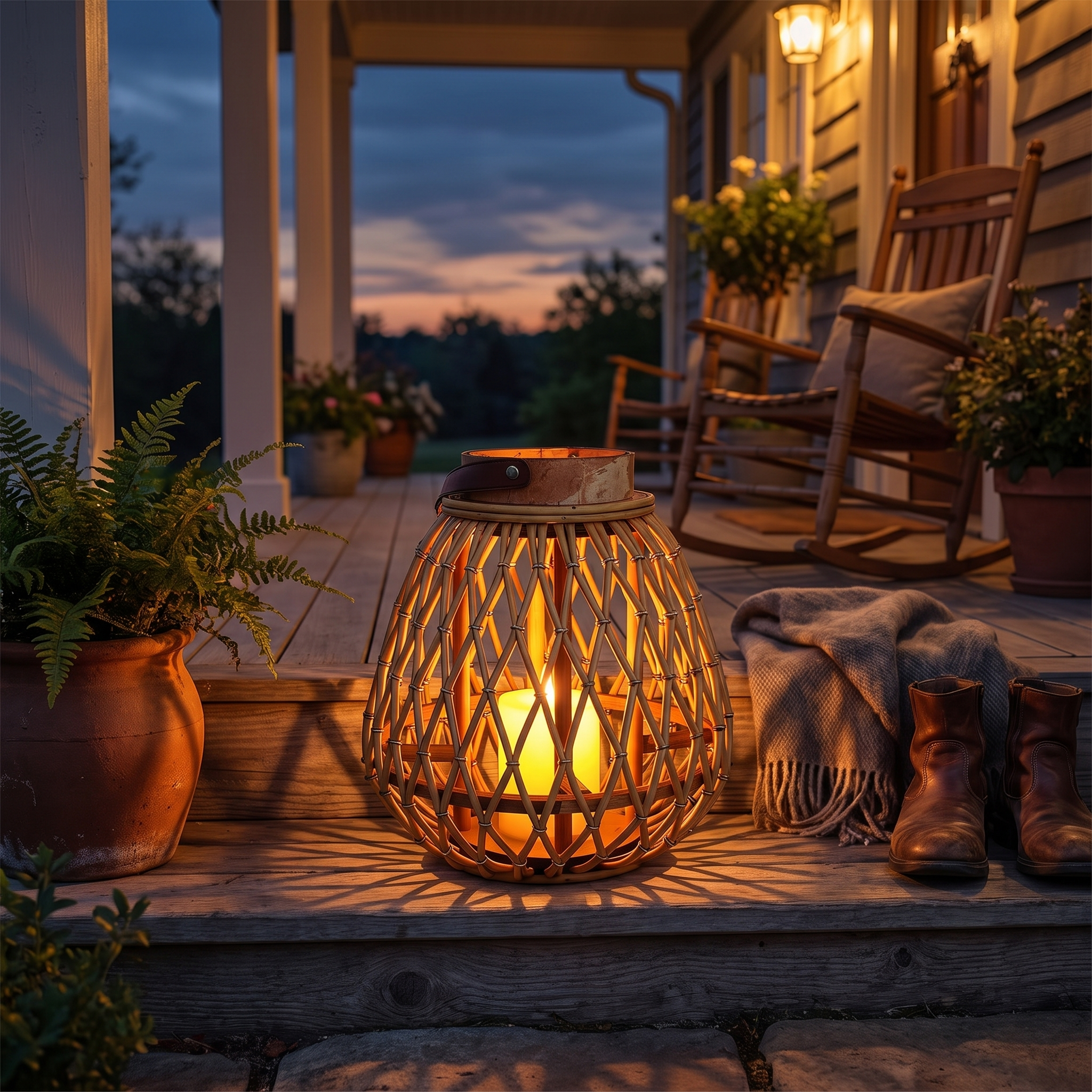 Rhoda Woven Portable Lantern Type C lifestyle