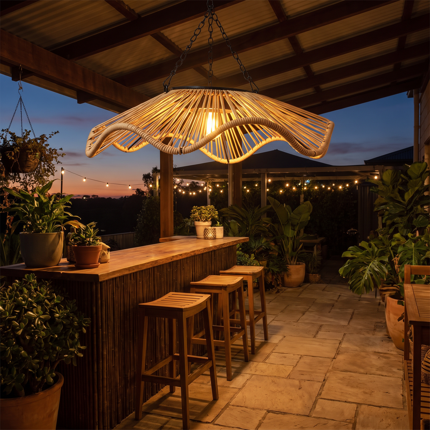 Tinsley Woven Outdoor Pendant Single-Layer lifestyle