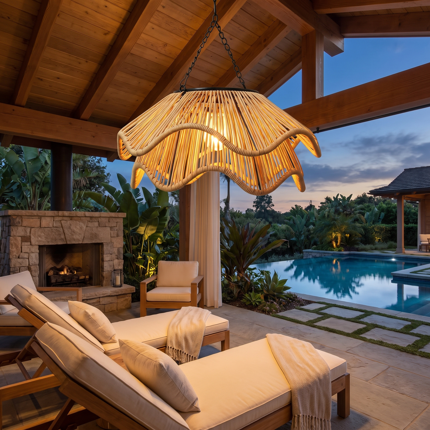 Tinsley Woven Outdoor Pendant Double-Layer lifestyle