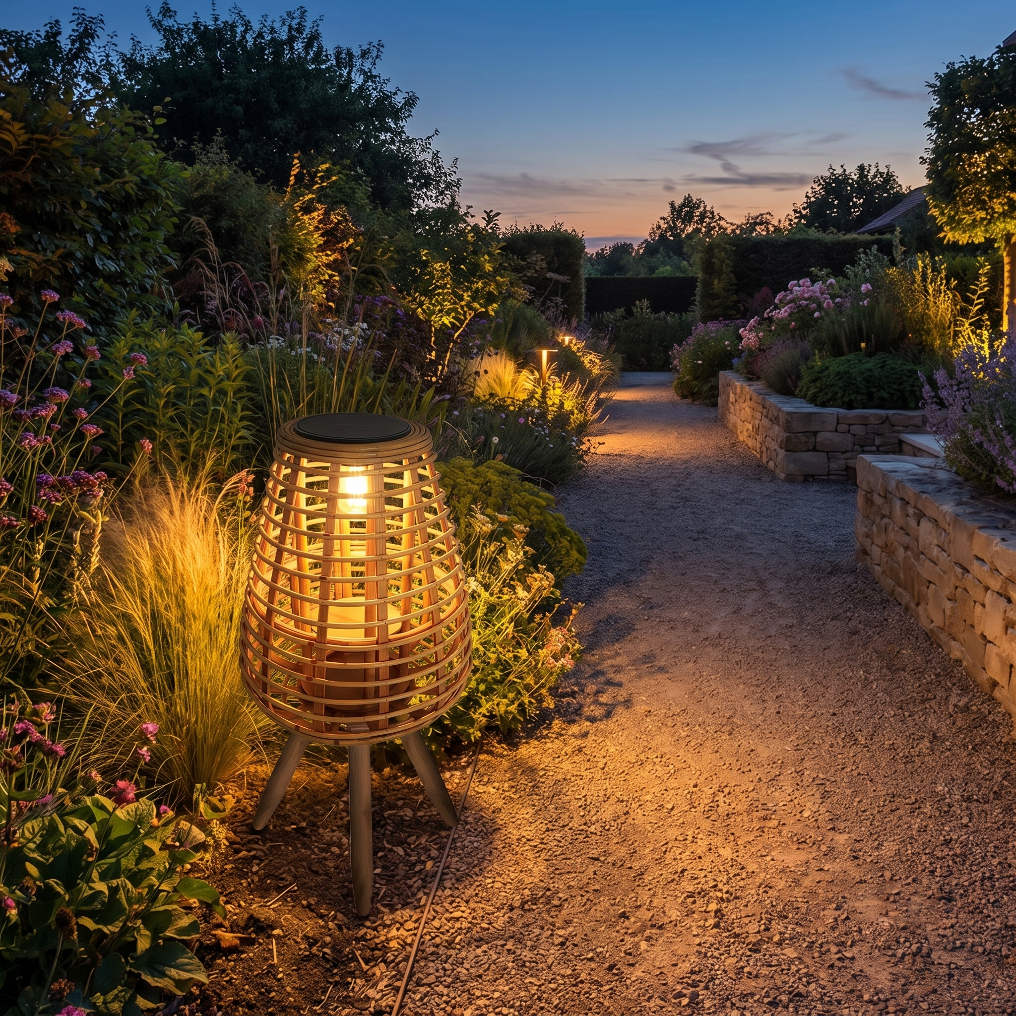 Sabel Woven Solar Floor Lamp lifestyle