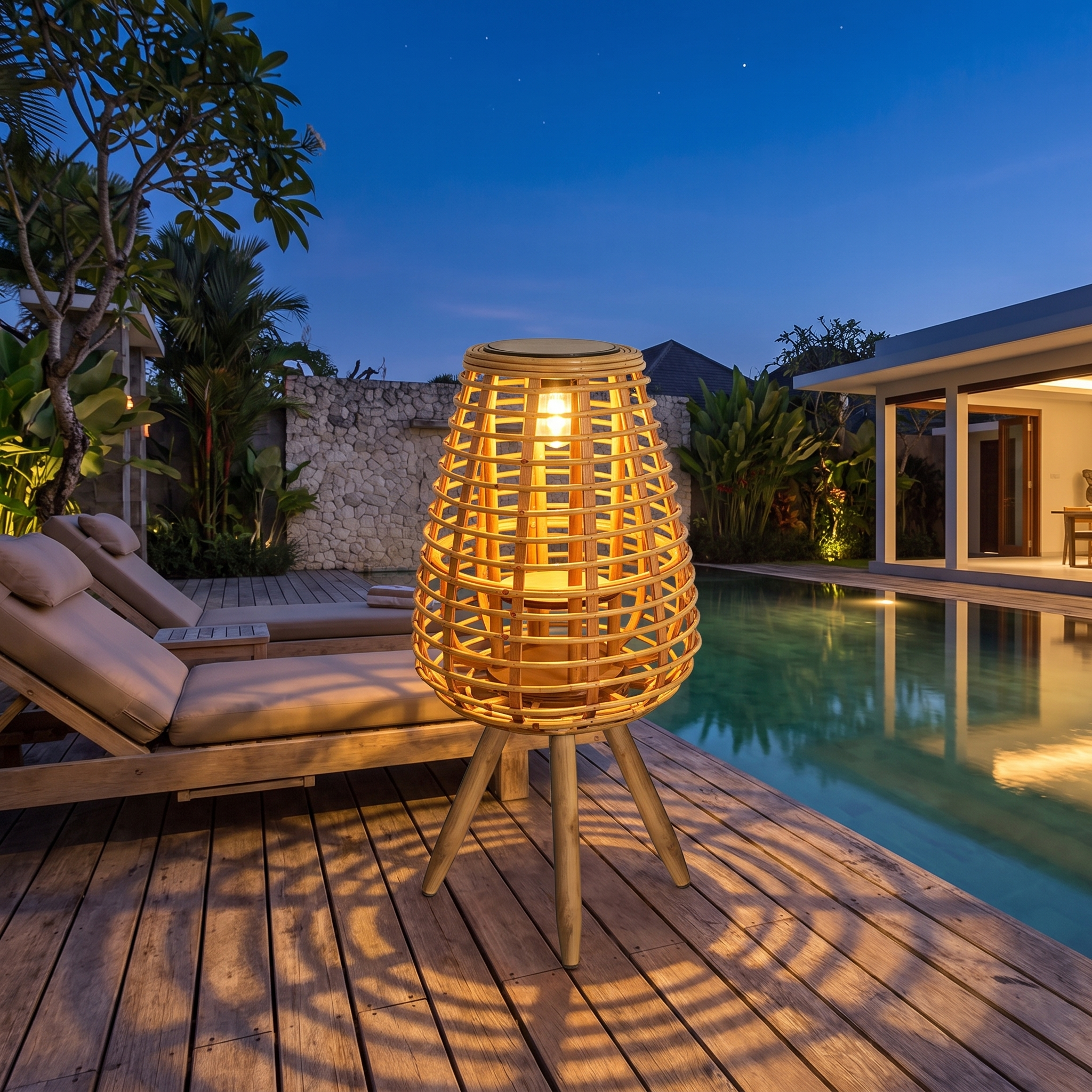 Sabel Woven Solar Floor Lamp lifestyle