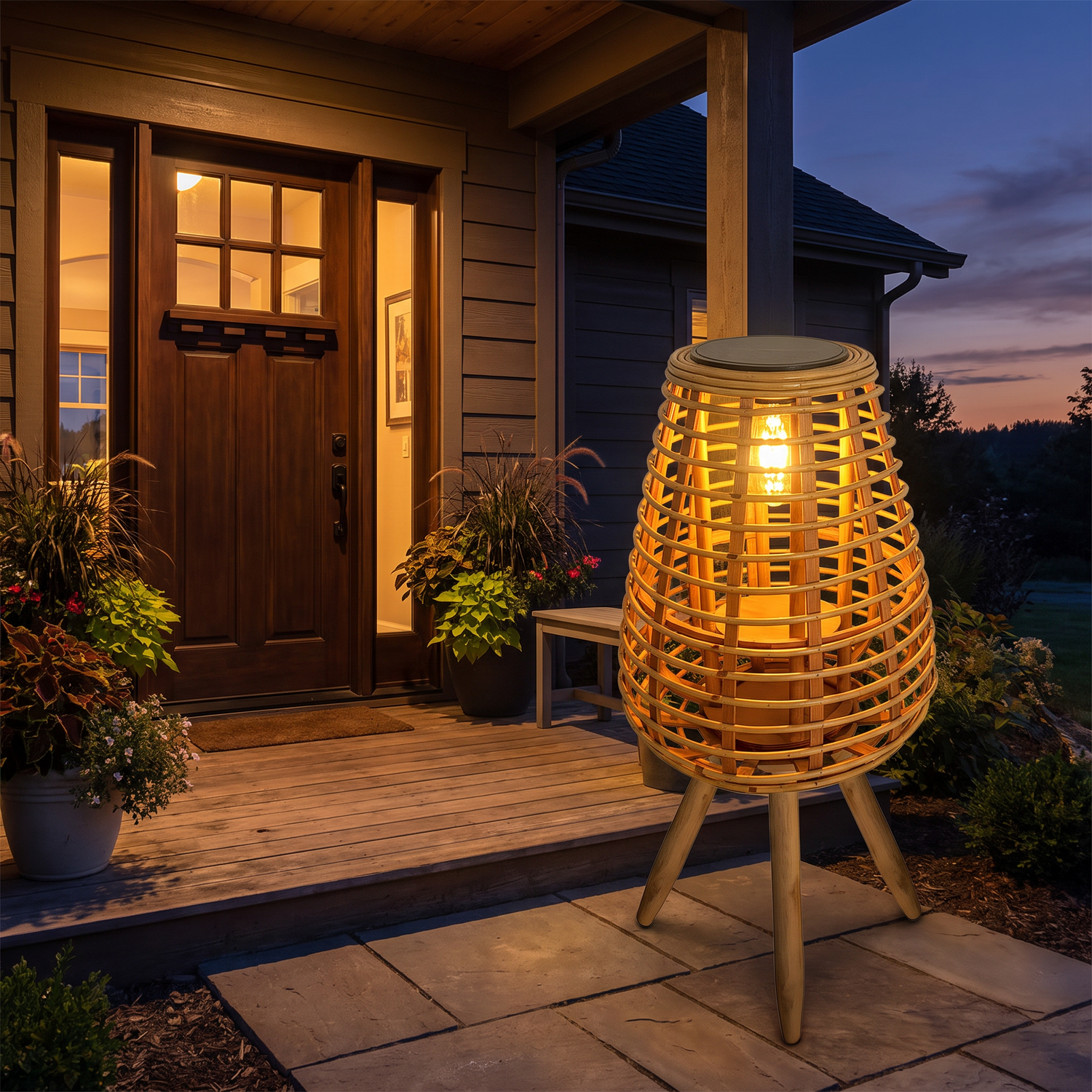 Sabel Woven Solar Floor Lamp lifestyle