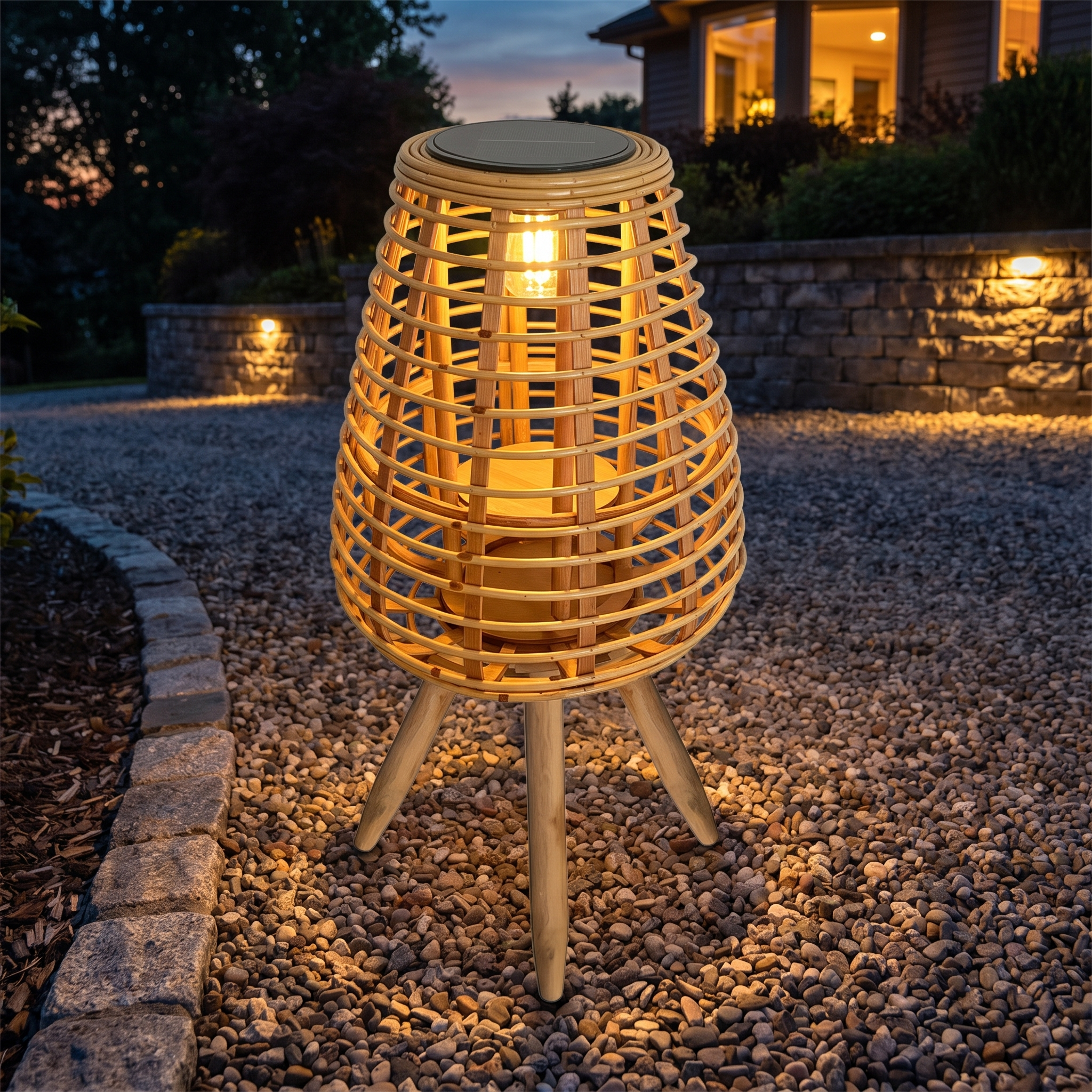 Sabel Woven Solar Floor Lamp lifestyle