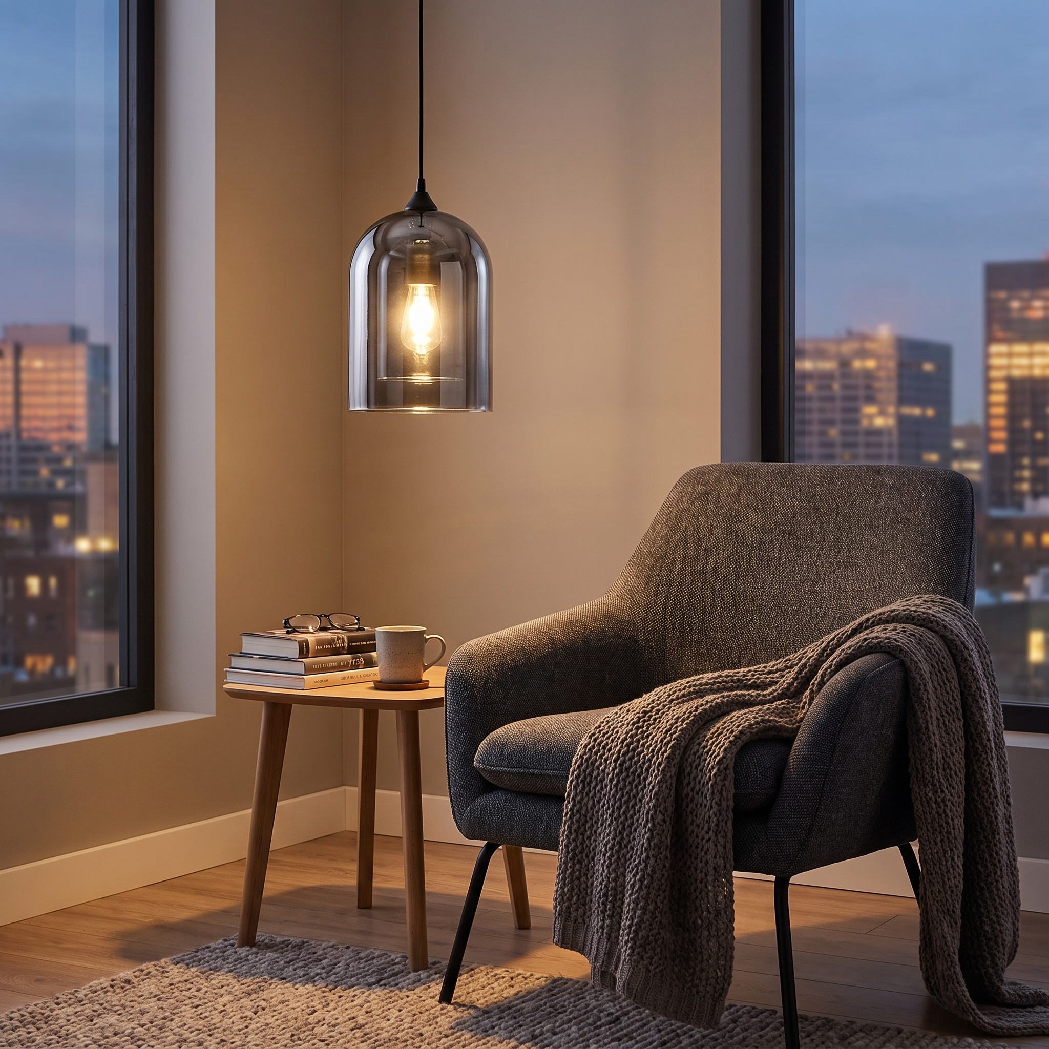 Nyla Glass Pendant Light Smoky Gray lifestyle