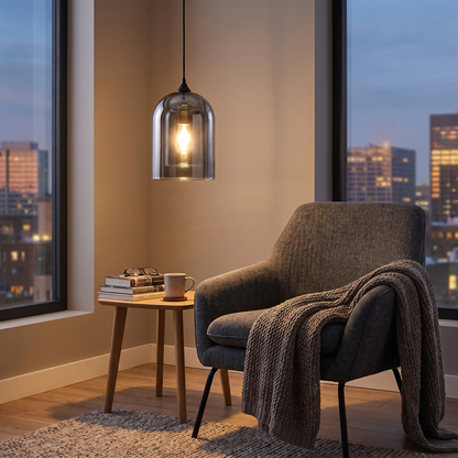 Nyla Glass Pendant Light Smoky Gray lifestyle