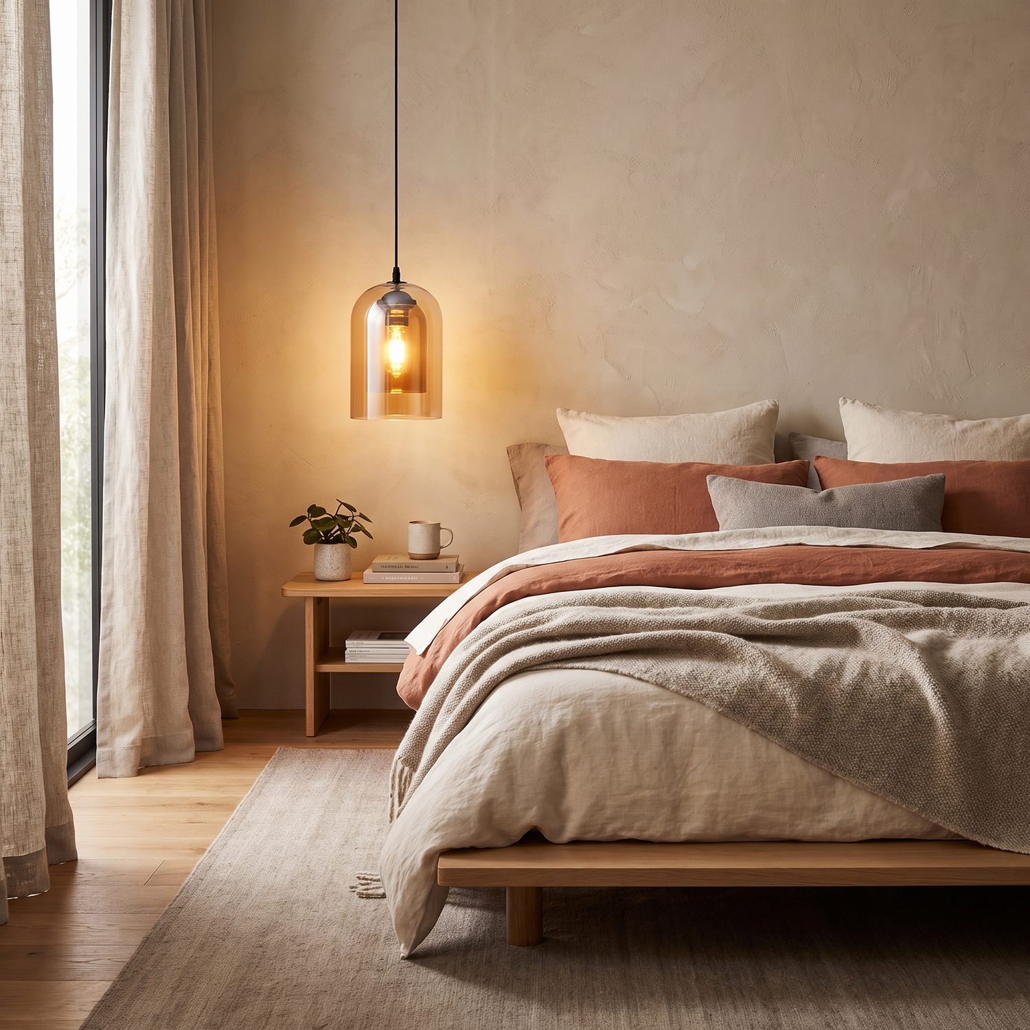 Nyla Glass Pendant Light Amber lifestyle