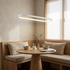 Wynn white curved rectangle ring pendant over a Japandi breakfast nook table