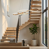 Seymour gold musical note LED chandelier in a double height stairwell