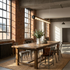Stanton black linear tube pendant light over a loft dining table