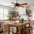 Kessel Country Retro ceiling fan with light in a bright farmhouse kitchen