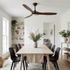 Havre walnut solid wood ceiling fan in a Scandinavian dining room
