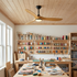 Havre okoume wood ceiling fan in a sunlit craft studio