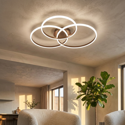 Cirque three ring LED ceiling light in an open plan living space