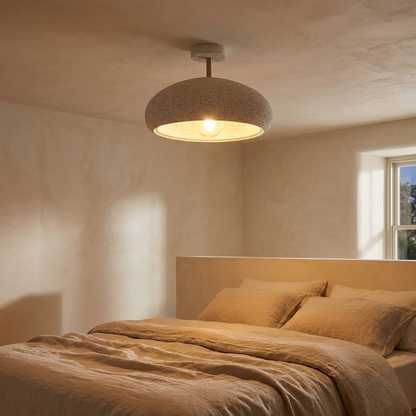 Willa terrazzo speckled dome ceiling light in a calm bedroom