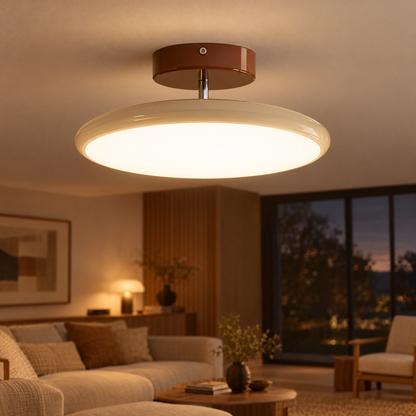 Solace Adjustable Swing Arm Ceiling Light in Beige, close-up on the ceiling