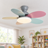 Petalo Petal Blade Ceiling Fan Light in Grey and Colourful, close-up on the ceiling