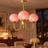 Mallow Glass Shade Chandelier in Copper and Pink, close-up