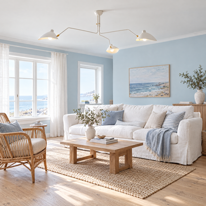 Trio Multi Arm Spider Ceiling Light in White in a coastal living room