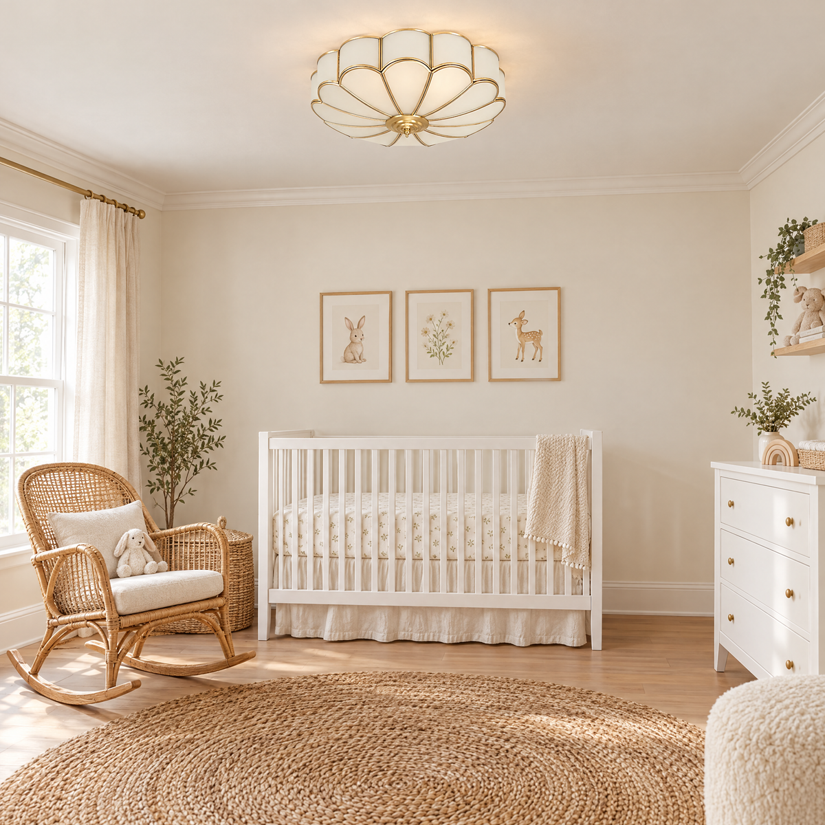 Blossa Brass Flower Glass Ceiling Light in a nursery