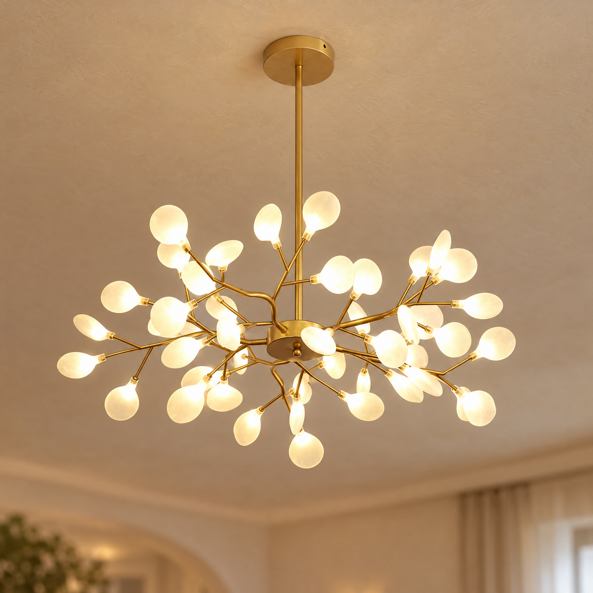 Lucciola Firefly Sputnik Chandelier, 45 heads, Gold, close-up