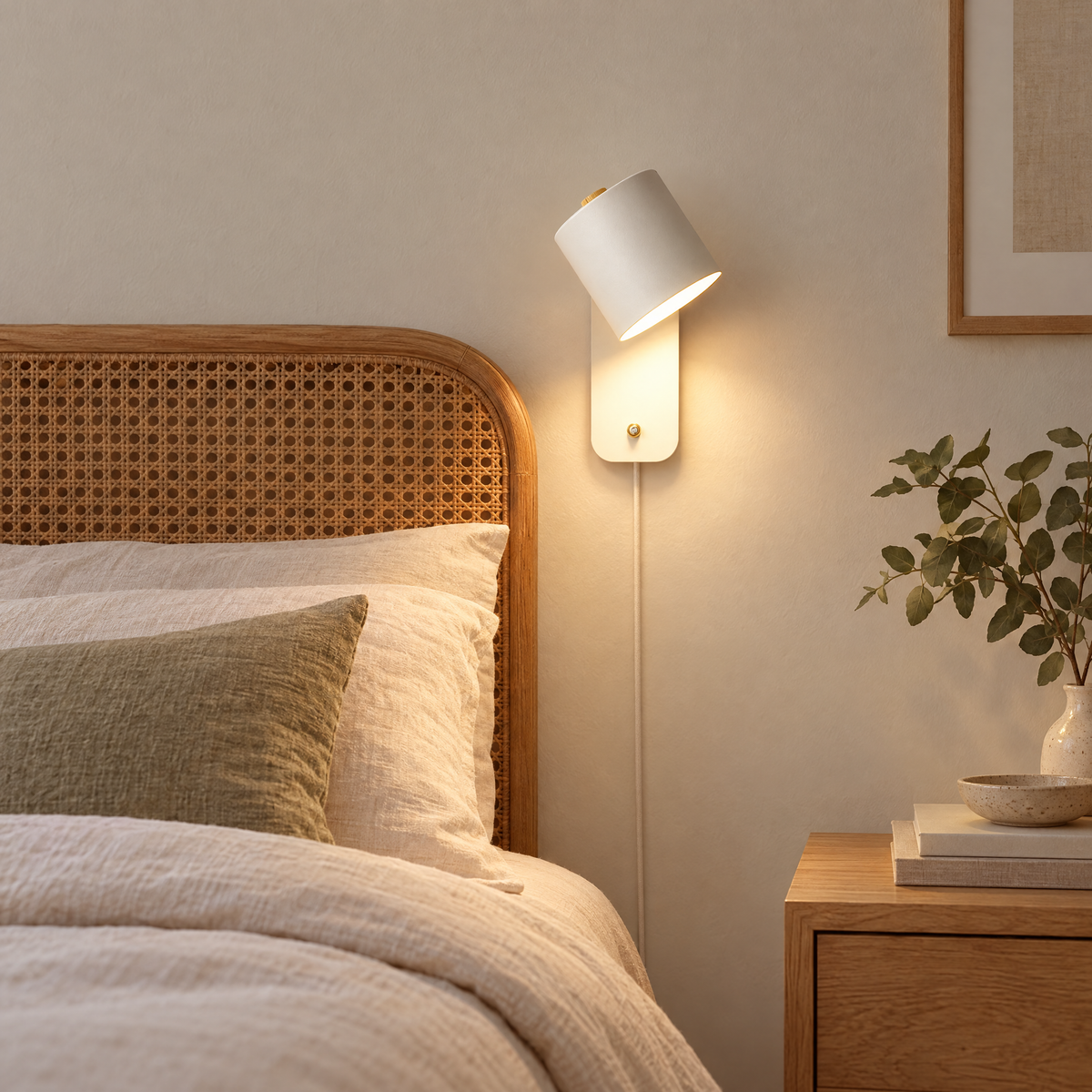 Pivo Plug In Cylinder Wall Lamp in White