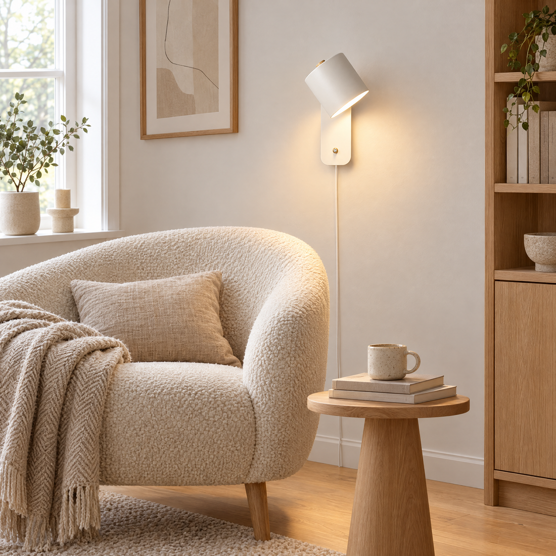 Pivo Plug In Cylinder Wall Lamp in White