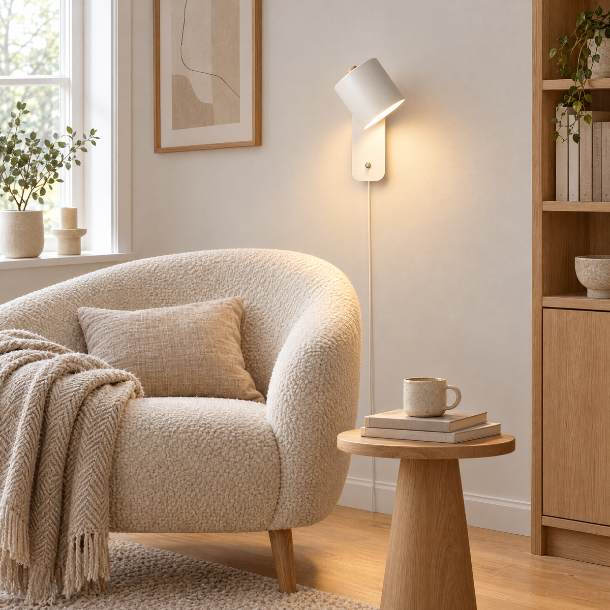 Pivo Plug In Cylinder Wall Lamp in White