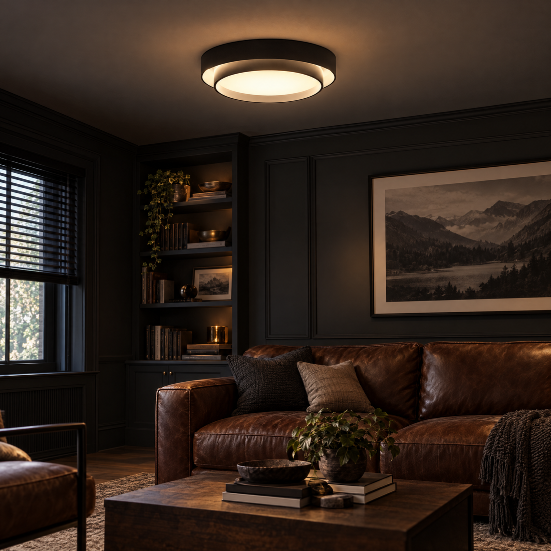 Cadenza Drum Flush Mount Ceiling Light in Black