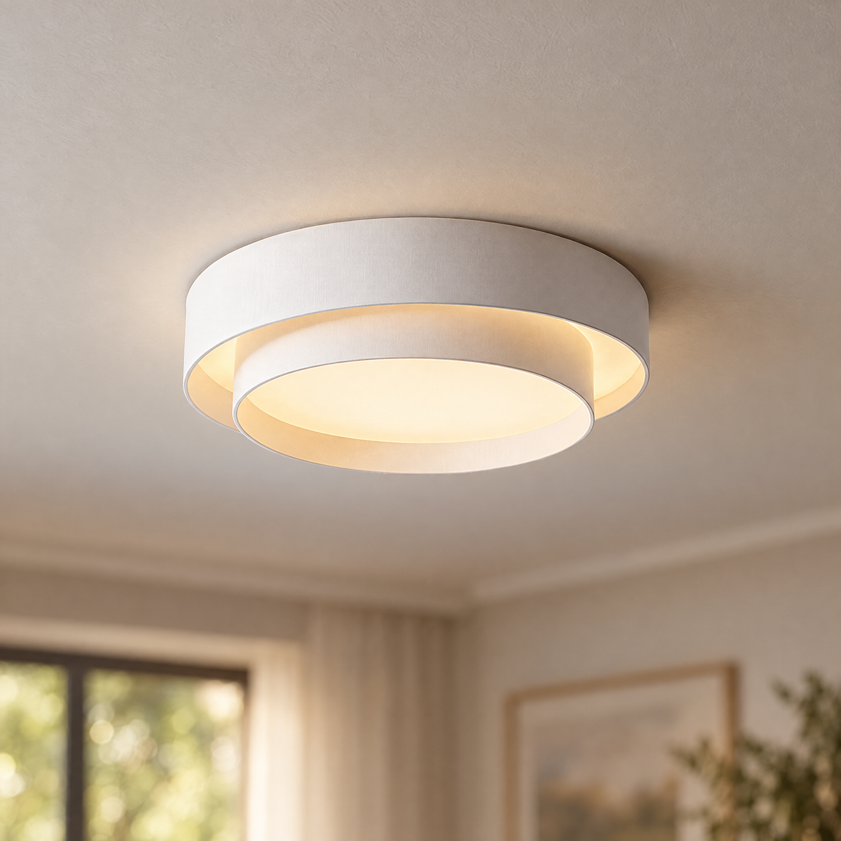 Cadenza Drum Flush Mount Ceiling Light in White