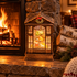 Frostel Christmas house lantern Santa scene on a fireplace hearth