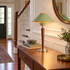 Talonwood table lamp in green on a console table in a Colonial entryway