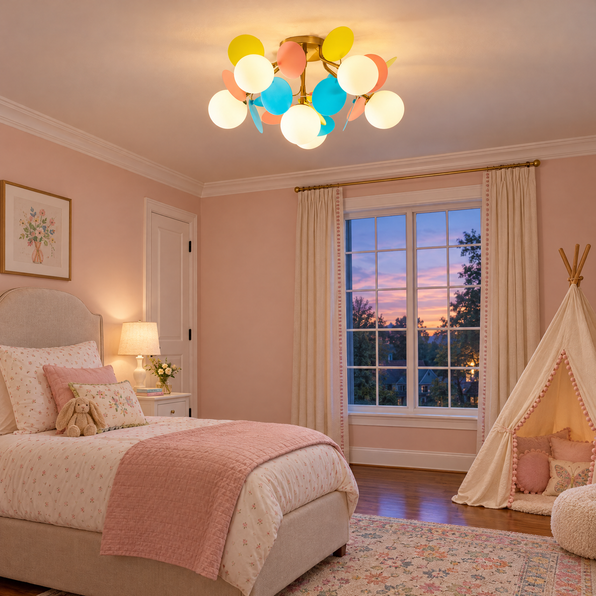 Macaron ceiling light in multicolor, ⌀20.5" x H12.6", in an Atlanta transitional home kids bedroom