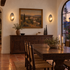 Opaline wall sconce in Smoky Gray & Gold, shape ∅8.6" x H13.7" in a California Spanish Revival dining room