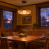 Echelon glass pendant light in amber with 1 glass layer in a Craftsman bungalow dining nook