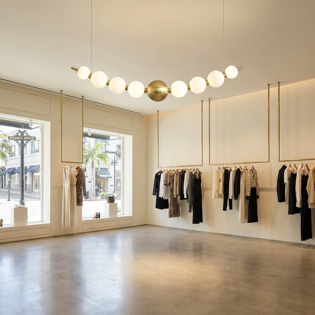 Coralyn LED chandelier in a luxury retail boutique
