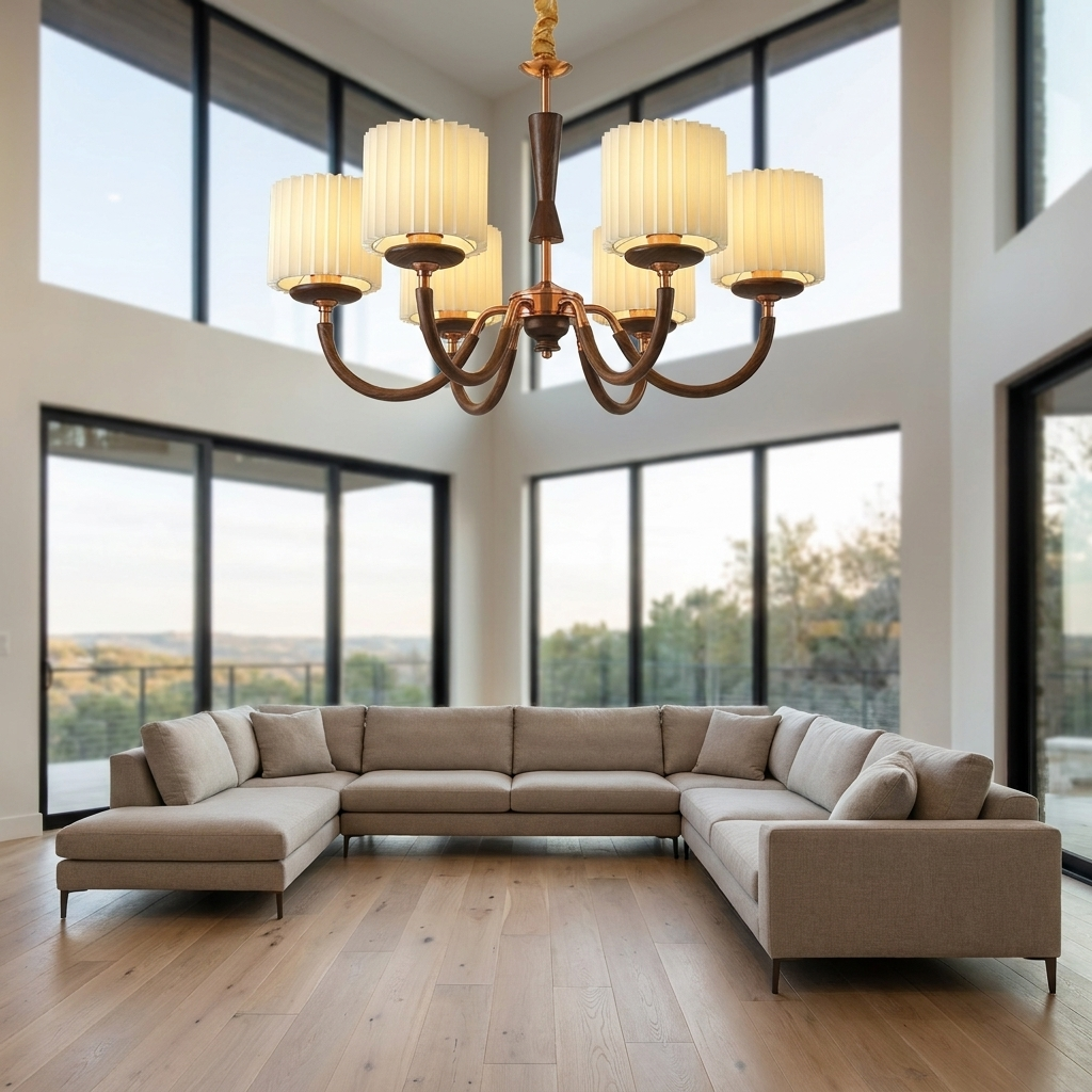 Halvard multi arm chandelier in a modern Austin living room