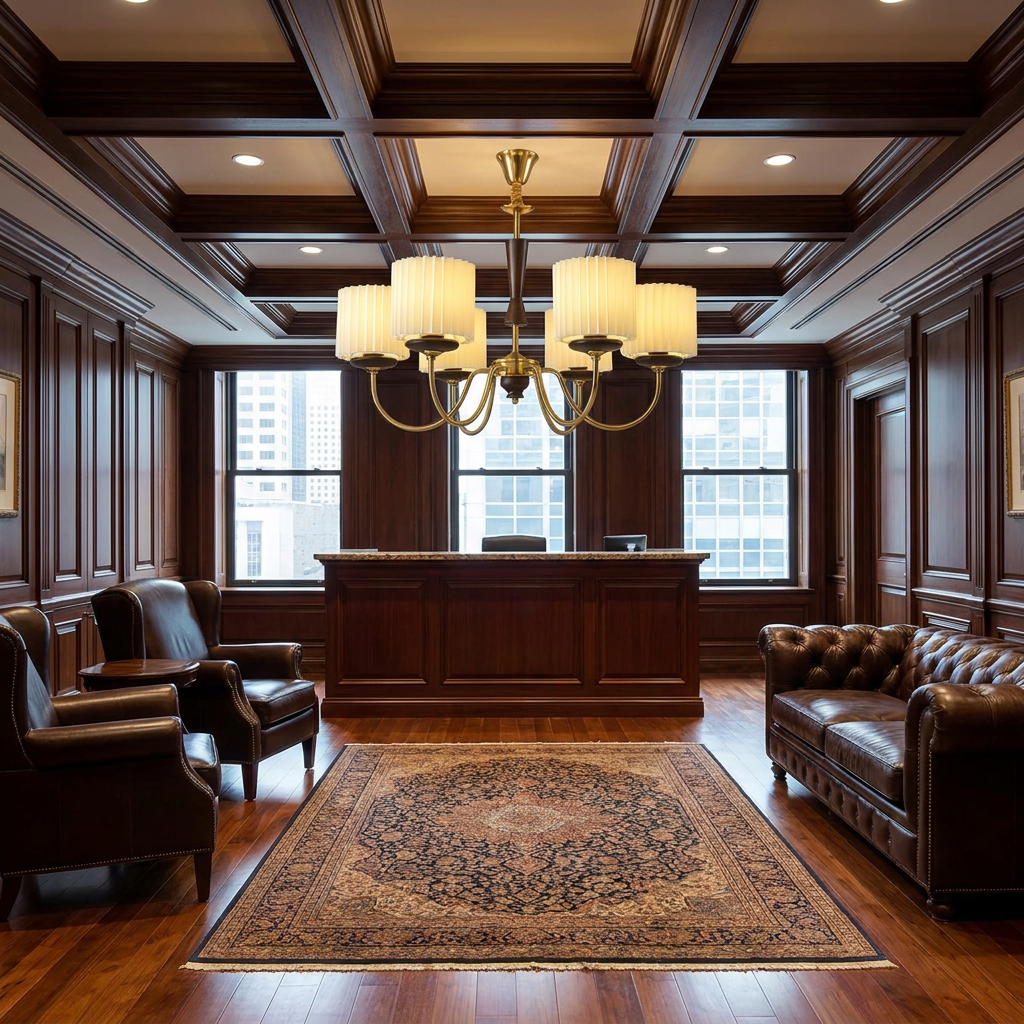 Halvard multi arm chandelier in a law firm reception