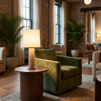 Tamsen table lamp in a hotel lobby lounge