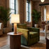 Tamsen table lamp in a hotel lobby lounge