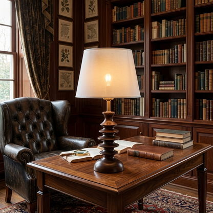 Wendell table lamp in a library reading room