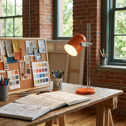 Tilden retro desk lamp on a craft table
