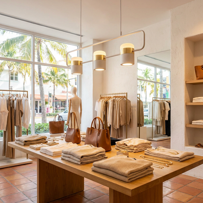 Marisol short linear LED pendant light in a retail boutique
