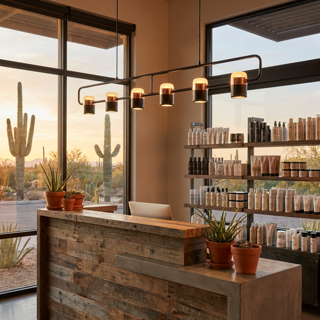 Marisol extra long linear LED pendant light in a salon