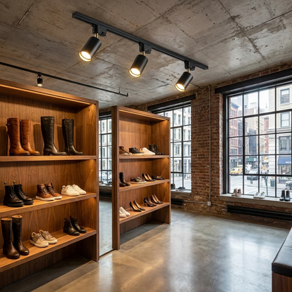 Rennick black LED track light in a boutique