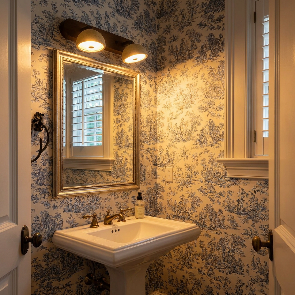 Tivoli vanity light in a powder room