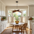 Palmera Raffia Pendant in Brown & White over a kitchen breakfast nook