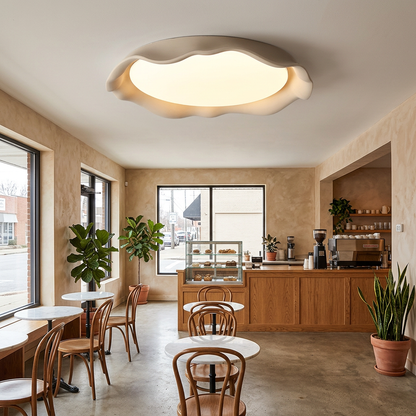 Calanque Microcement Wave Ceiling Light in Beige cafe
