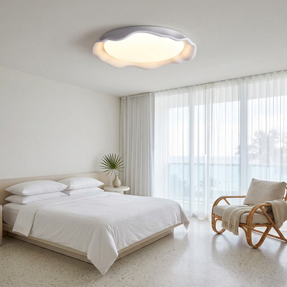 Calanque Microcement Wave Ceiling Light in White hotel guest room