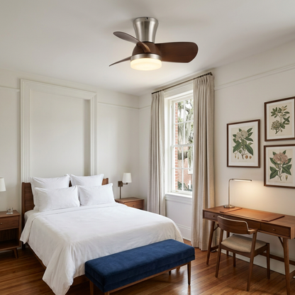 Tramonte Ceiling Fan Light Model B in a Savannah hotel room