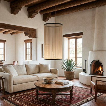 Filigrane Mesh Pendant in Model D cylinder, living room in Santa Fe